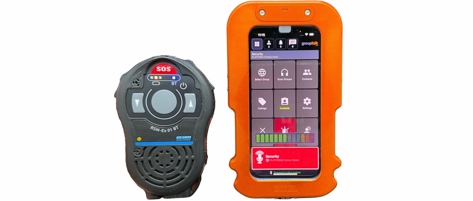 ATEX Remote Speaker Microphone with ATEX case Zone 1 and iPhone with GroupTalk