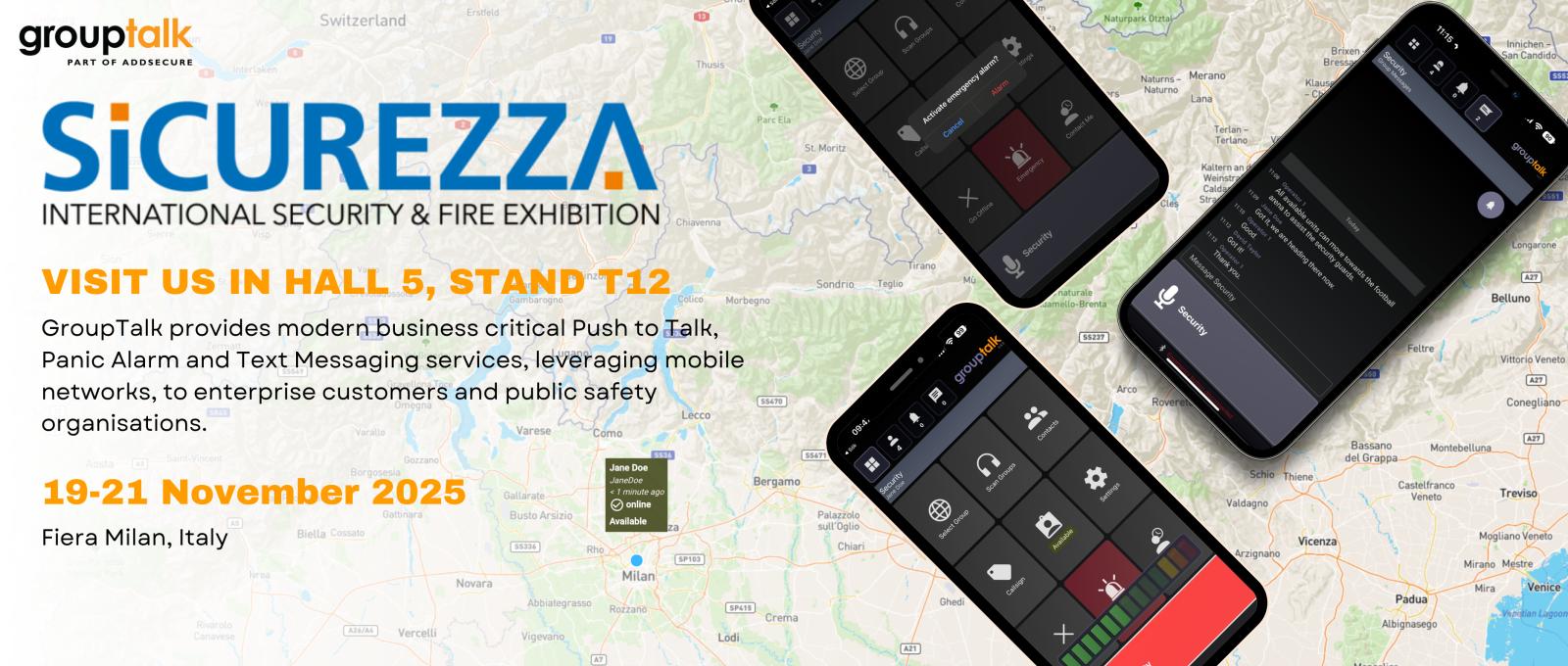 banner för sicurezza mässan 2025