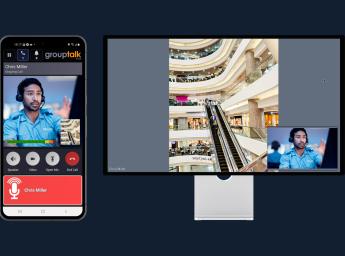 iPhone streamar live-video i ett Full Duplex-samtal med dispatcher på PC.