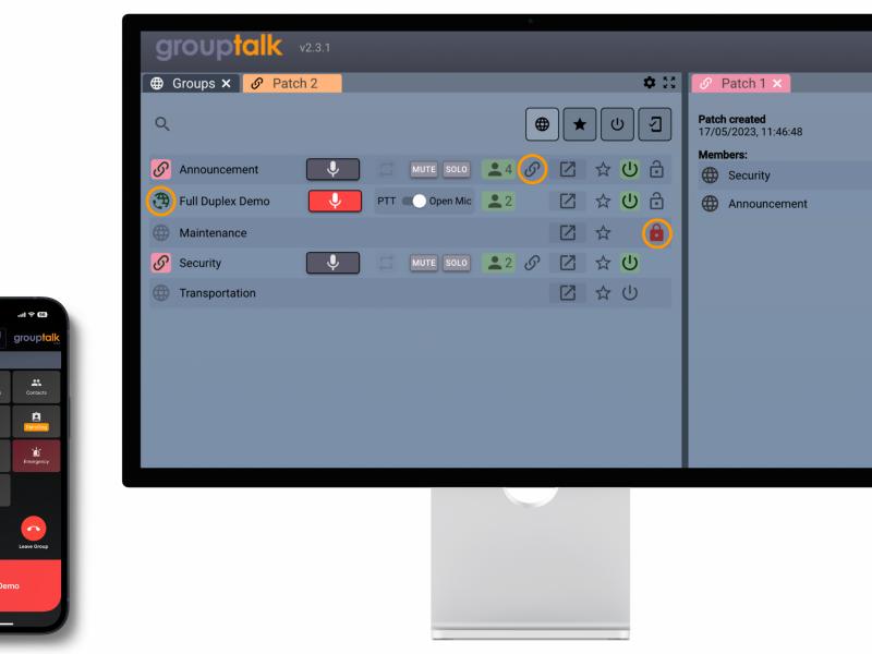 GroupTalks produktnyheter PC Dispatcher, full duplex, group locking och patching