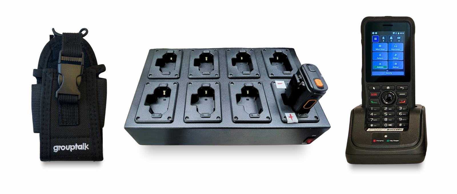 radioväska, laddning för QR kod RSM och push-to-talk radio GT14