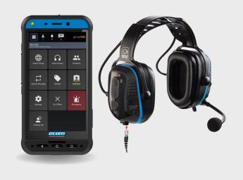 ATEX-smartphone från Ecom och ATEX-hörselkåpa.