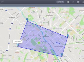 Karta med GeoJSON-lager som markerar området mellan fyra punkter.