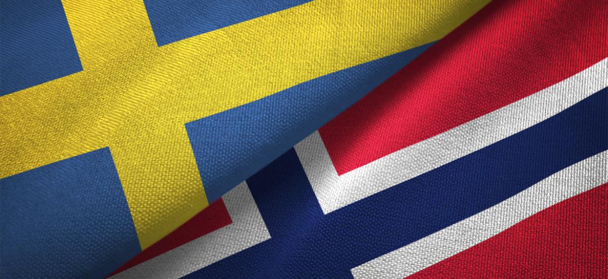 Svensk och norsk flagga.