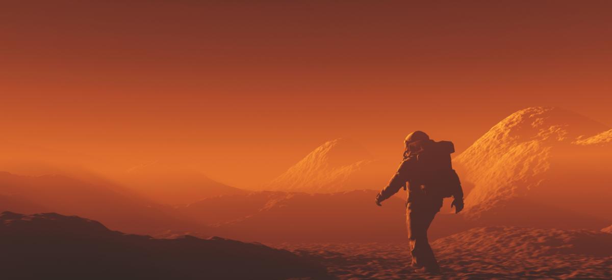 Astronaut utforskar Mars.